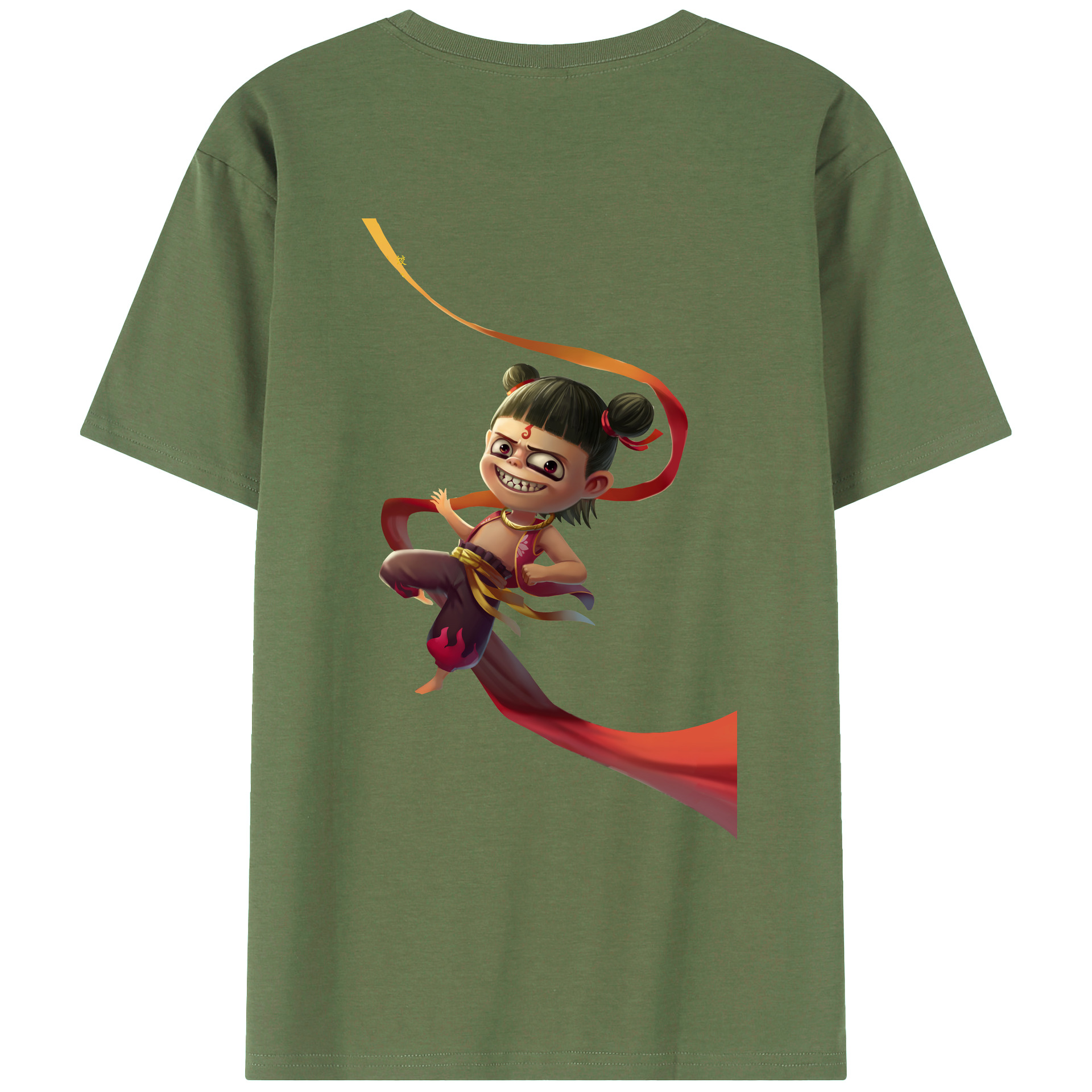 （画像用） Ne Zha 2 ナタ 魔童の大暴れ 綿100％ メンズ半袖Tシャツ（バックプリント） 通気性